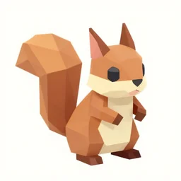 low - poly squirrel, 3 d render, blender, unity, octave, 4 k, isometric view, white background, beautiful render, pastel colours, breath of the wild art style