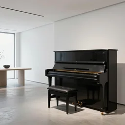 of dezeen showroom ,archdaily, minimalissimo, photo of piano by Patricia Urquiola & Kohler