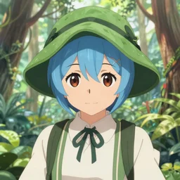 a christopher balaskas of reimu in the jungle wearing bonnet