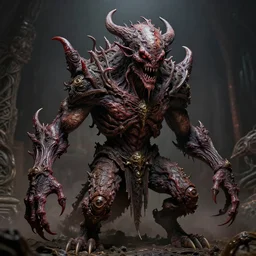horrifying flesh demon monster, maximalist, high detail, 8k, ornate, dark fantasy, realistic, masterpiece, Trending on art station, complex, WLOP
