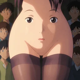 close - up, accurately shaped face, volumetric light, pantyhose and bra. by takashi takeuchi, yoshiyuki sadamoto, amagaitaro, makoto shinkai, krenz cushart, asao urata, pixiv. 9 0 s