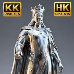 king statue chrome reflect, highly detailed, 4 k, hdr, award - winning, octane render, artstation