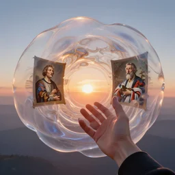 sunrise atmospheric phenomena in translucent colloid neuomorphic interface, a first - person 8 k view within a floating 3 d vr hand interface by jony ive, in the style of moebius, roger dean, intricate photograph in the style of caravaggio and james turrell, 8 k