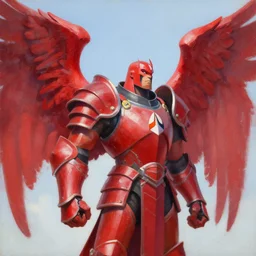 greg manchess portrait painting of armored magnus the red with huge wings as overwatch character, medium shot, asymmetrical, profile picture, organic painting, sunny day, matte painting, bold shapes, hard edges, street art, trending on artstation, by huang guangjian and gil elvgren and sachin teng