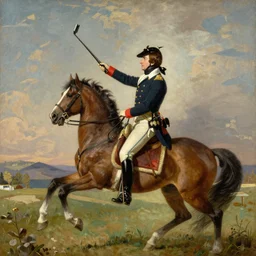 Napoleon Bonaparte using a selfie stick in Waterloo while riding a horse, painting by krenz cushart, wlop,