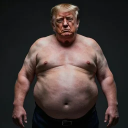 hyperrealistic film full body still morbidly obese donald trump, inspired by istvan sandorfi & greg rutkowski & unreal engine, perfect facial symmetry, dim volumetric cinematic lighting, 8 k octane comprehensive render, extremely hyper - detailed, incredibly lifelike attributes, intricate, real flesh texture, masterpiece, artstation, stunning,
