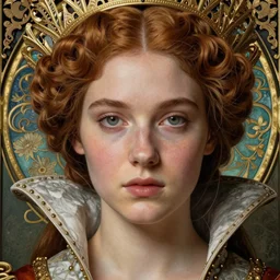 detailed realistic beautiful young medieval queen face portrait by jean delville, tom bagshaw, brooke shaden, gustave dore and marco mazzoni, art nouveau, symbolist, visionary, gothic, pre - raphaelite, ornate gilded medieval icon, surreality, ethereal, unearthly, haunting, celestial, neo - gothic, ghostly