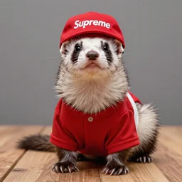 a ferret wearing supreme