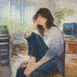 A ultradetailed beautiful portrait panting of a stylish girl sitting in a  messy modern apartment, bright sunny day, Oil painting, by Ilya Kuvshinov, Greg Rutkowski and Makoto Shinkai