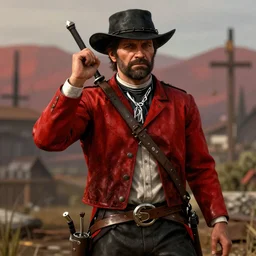 Lucky Luke in red dead redemption 2 videogame. Unreal engine. Rendered in octane. Maya. Vray.