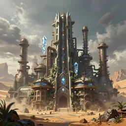 a beautiful hyperdetailed illustration of industrial architecture stronghold city by i. m. pei, junglepunk cosmic assassin's creed gem dieselpunk desert tundra cloudy crystal laser, archdaily, wallpaper, highly detailed, trending on artstation.