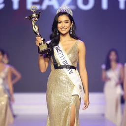 1 9 8 0 winner of a beauty pageant wearing a sparkling gold glitter dress