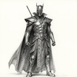 a highly detailed sketch drawing of a man wearing a epic shadow hero costume