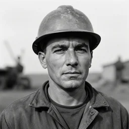 close up portrait of a mine worker photo by Diane Arbus and Louis Daguerre