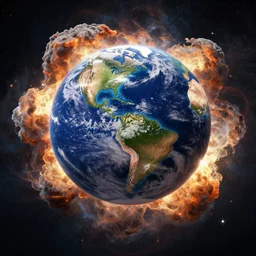 image of the earth about to explode, 4 k, realistic