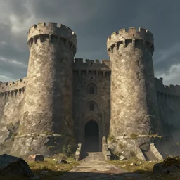 artwork of the twin fortress by josh kirby, fortress, trending on artstation, cinematic view