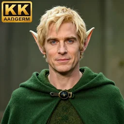 masterpiece Annie Leibovitz photograph of a male elf with blonde hair and blue eyes, wearing a green cloak, by artgerm, 4k, masterpiece, uhd , detailed