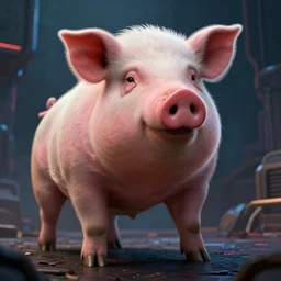 portrait of a pig with human body as a cursed fighter in a cyberpunk world, detailed, digital art n - 4