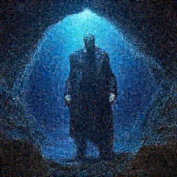 lovecraft cthulhu in a blue cave underwater, by Greg Rutkowski , 8k, photorealistic, cinematic lighting, HD, high details, dramatic, atmospheric , vibrant high contrast, trending on artstation