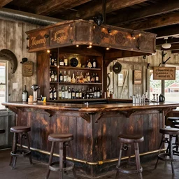 old west bar, photorealistic