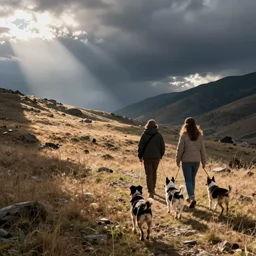 dogs taking humans for a walk