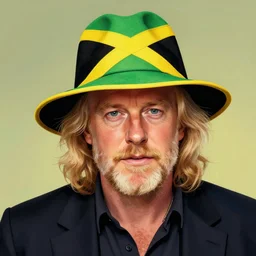 Borris Johnson wearing Jamaican hat, digital art
