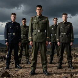 photoshoot of Balenciaga military uniforms