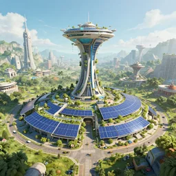 solarpunk utopia photo