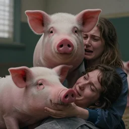black mirror, season 1, episode 1, pig imagery, crying woman