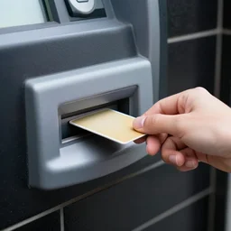 a closeup of a hand inserting a card into a slot in an atm in a black - tiled wall. black and white, pencil and ink. by gabriel hardman, joe alves, chris bonura. cinematic atmosphere, detailed and intricate, perfect anatomy