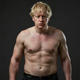 Boris Johnson with Sexy body, realistic artstyle, wide shot, dramatic lighting, octane render, hyperrealistic, high quality, highly detailed, HD, beautiful, cinematic, 8k, unreal engine, facial accuracy, symmetrical