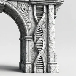 a double helix dna cyberpunk steampunk stone carved archway corner, details, lineart, by vincent di fate and joe fenton, inking, screen print, masterpiece, trending on artstation, sharp, high contrast, hyper - detailed, ultrawide, hd, 4 k, 8 k