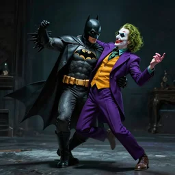 batman dancing with the joker, highly detailed, digital art