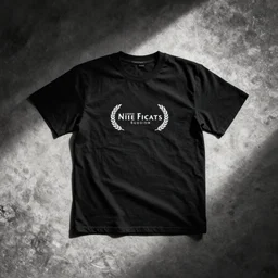 a black heavyweight shirt laying down flat, top view,