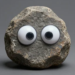 hyperdetailed art of rock with goggly eyes