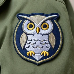 an emblem of owl, emblem of air force, emblem of power, emblem of strength, emblem of domination, emblem on uniform, emblem on war uniform, emblem of war plane, sew on uniform, photorealistic, 7 5 mm, realistic uniform, realistic war uniform, realistic emblem, close up, hyper realistich, photo, photography