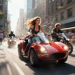 a street race in new york city, digital art by julie bell and artgerm and ross tran and angel ganev, highly detailed, trending on artstationhq, lens flare, sharp focus, sharp, motion blur