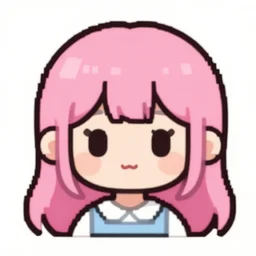 3 d pixel art, cute pink haired girl, pfp