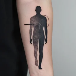 Transhumanist tattoo designs, Award Winning Tattoos, Minimalist, trending on ArtStation, high contrast