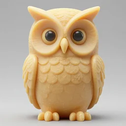 symmetrical detailed sculpture of an owl, made of Flubber