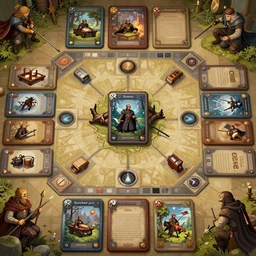 template of a  medieval card cars game. , card game , concept art, design, card , art station
