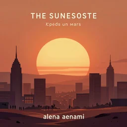 the sun is setting over a city on mars, cyberpunk art by alena aenami, featured on deviantart, digital art, matte drawing, matte painting, speedpainting