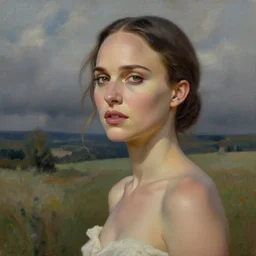 beautiful oil painting with Natalie Portman