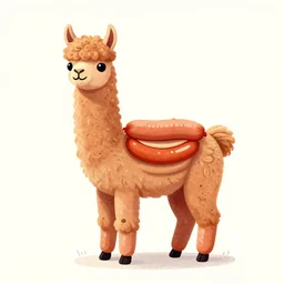 a stylized drawing of a llama made of frankfurter sausages.