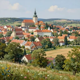 intricate professional large format landscape painting of the czech countryside, highly detailed