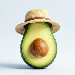 a large avocado wearing a hat