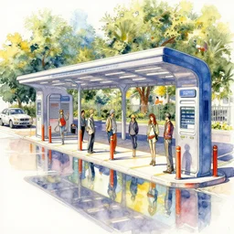 a beautiful insanely intricate watercolor illustration of modern parking station, reflexions, colorfull, by william turner art, by greg rutkowski, by james jean, by rossdraws, by frank franzzeta, by sakimichan, by edmund dulac, by wlop, trending on artstation, insanely detailed, masterpiece,
