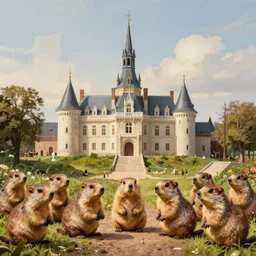 landscape portrait of the bastille surrounded by marmots, by william sidney mount, trending on artstation