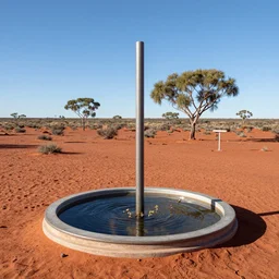 beautiful atmospheric water collector in the australian red desert