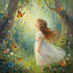 a beautiful painting of fairyland, butterflies flying, girl, by greg rutkowski, trending on artstation